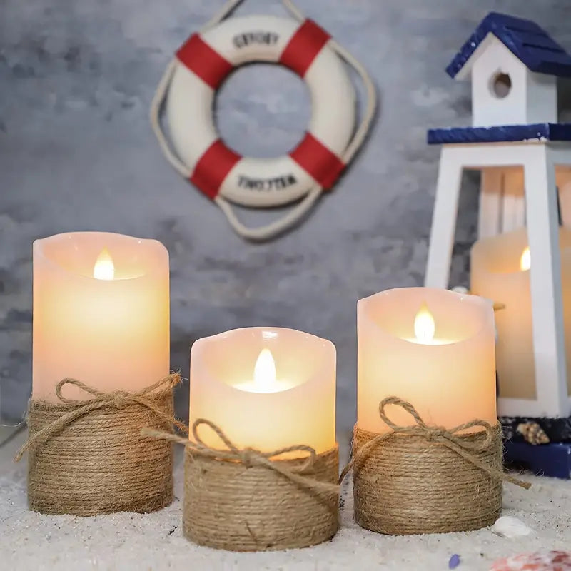 Set of 3 Flameless LED Flickering Candles for Decor